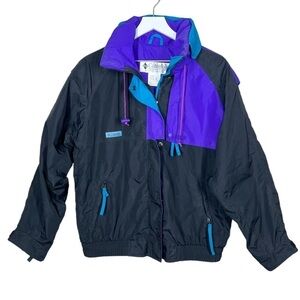 Columbia Sportswear Vintage Criterion Teal Black Purple Zip Up Jacket Large
